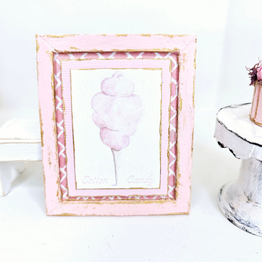 Dollhouse Miniature Cotton Candy No.2:5 Handmade Wooden Framed Art
