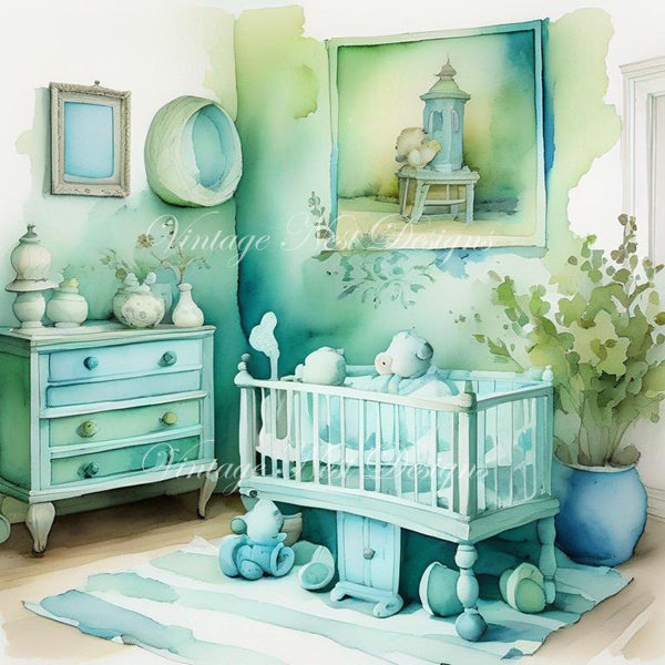 Digital Prints A Babies Room No.1 Scrapbooking Illustration Instant Download