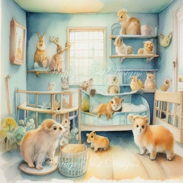 Digital Prints A Babies Room No.1 Scrapbooking Illustration Instant Download