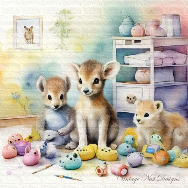Digital Prints A Babies Room No.1 Scrapbooking Illustration Instant Download