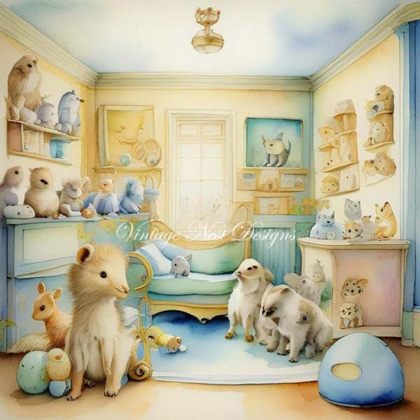 Digital Prints A Babies Room No.1 Scrapbooking Illustration Instant Download