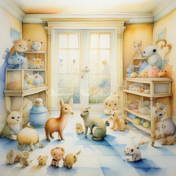 Digital Prints A Babies Room No.1 Scrapbooking Illustration Instant Download
