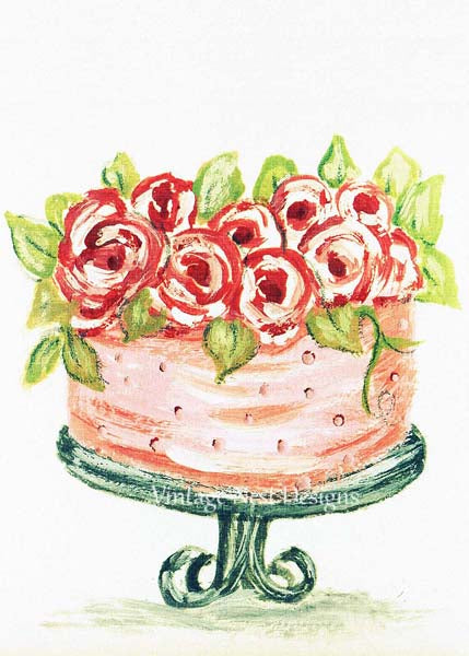 Impression numérique gâteau n°1 ACEO peinture acrylique téléchargement instantané