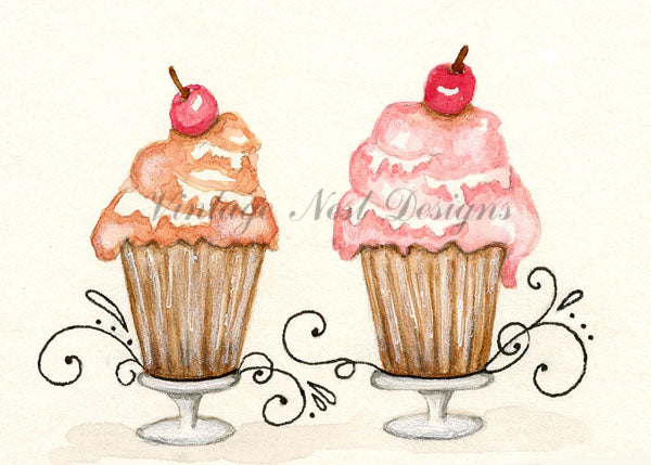Le Treats n°1:2 ACEO Impression numérique Peinture aquarelle