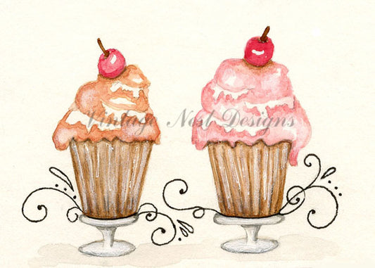 Le Treats Nr. 1:2 ACEO Digitaldruck Aquarellmalerei