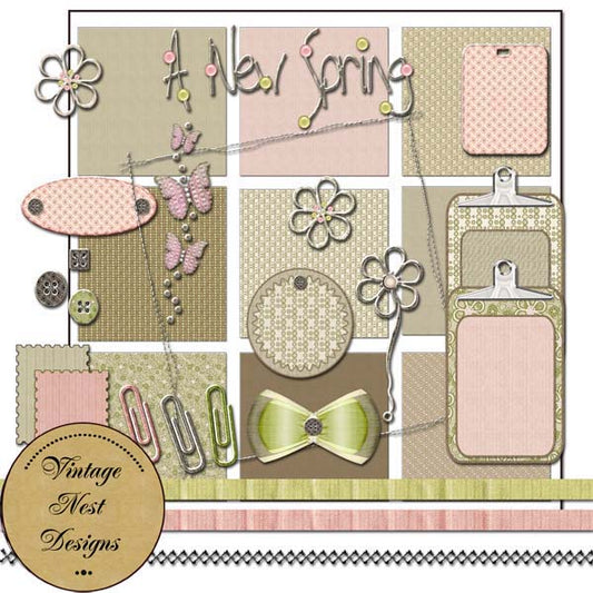 Digital Scrapbooking A New Spring Kit Instant Download