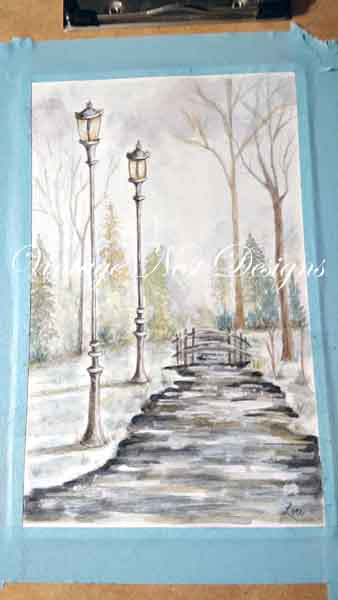 Digital Print A Walk in the Park No.1 Watercolor Painting Instant Download