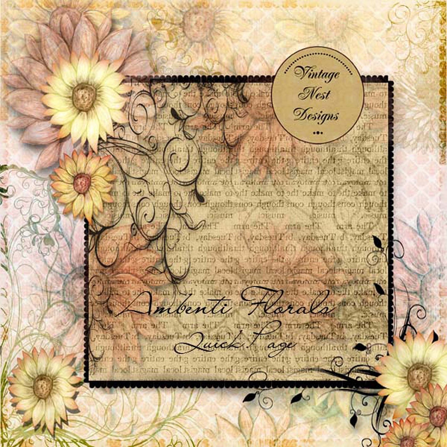 Digital Scrapbooking Ambenti Florals Quick Page No.1 Instant Download