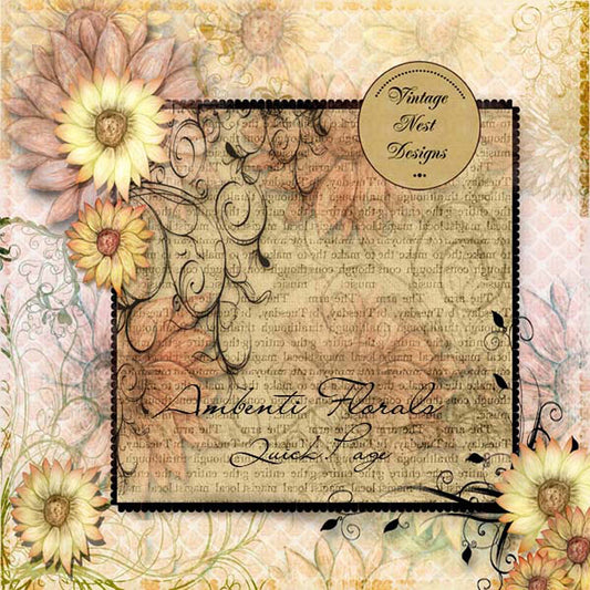 Scrapbooking Numérique Ambenti Florals Page Rapide N°1 Téléchargement Instantané
