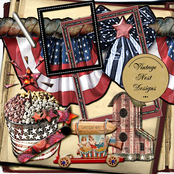 Digital Scrapbooking Ein amerikanisches Kit Sofort-Download