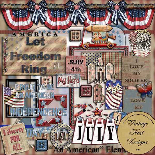 Digital Scrapbooking An American Kit Instant Download