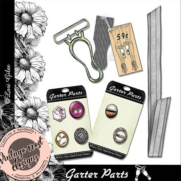 Digital Scrapbooking Antique Garter Parts No.1 Instant Download