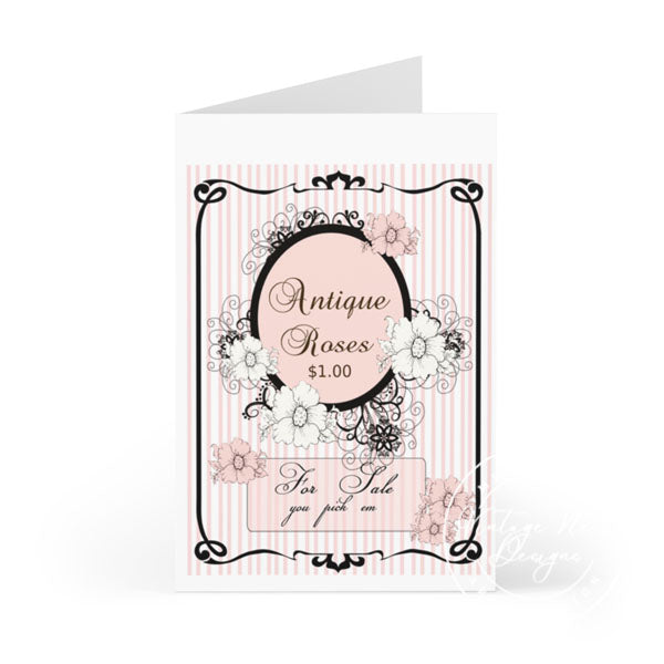 Digital Print Antique Roses Sign No.1 Dollhouse Miniature Instant Download