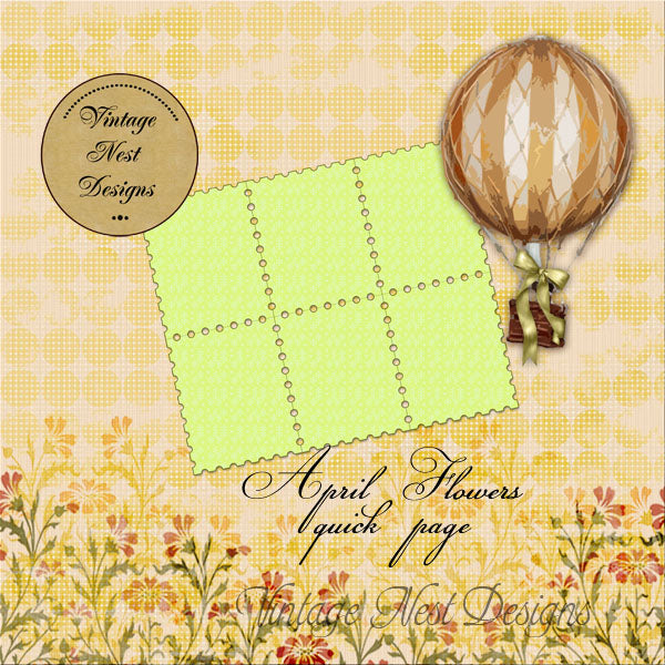 Digital Scrapbooking April Flowers Quick Page Sofort-Download