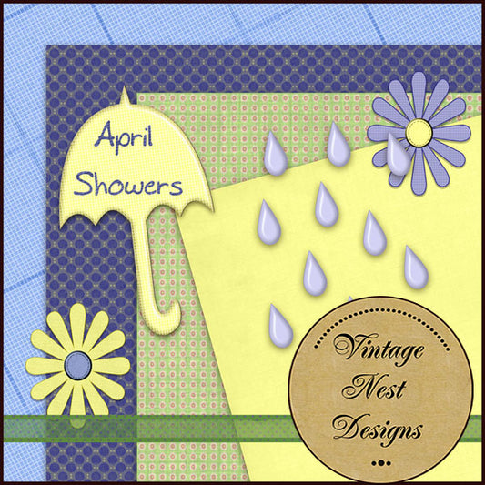 Digital Scrapbooking April Showers Kit Instant Download Freebie