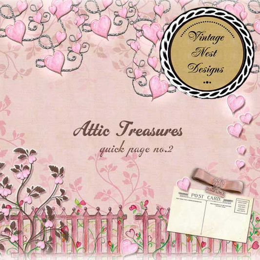 Page rapide Trésors du grenier scrapbooking numérique n° 2 Téléchargement immédiat