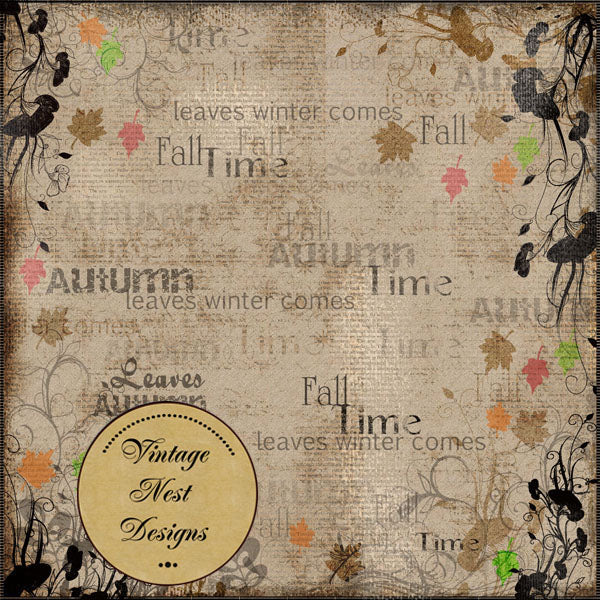 Digital Scrapbooking Autumn Leaves Quick Page No.1 Instant Download