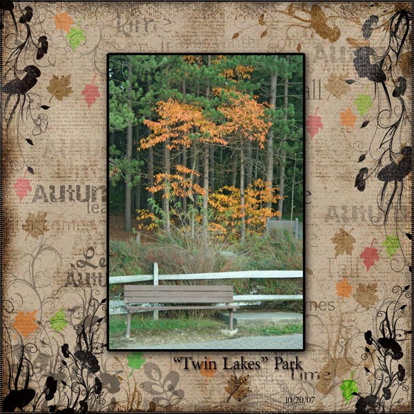 Digital Scrapbooking Autumn Leaves Quick Page No.1 Instant Download