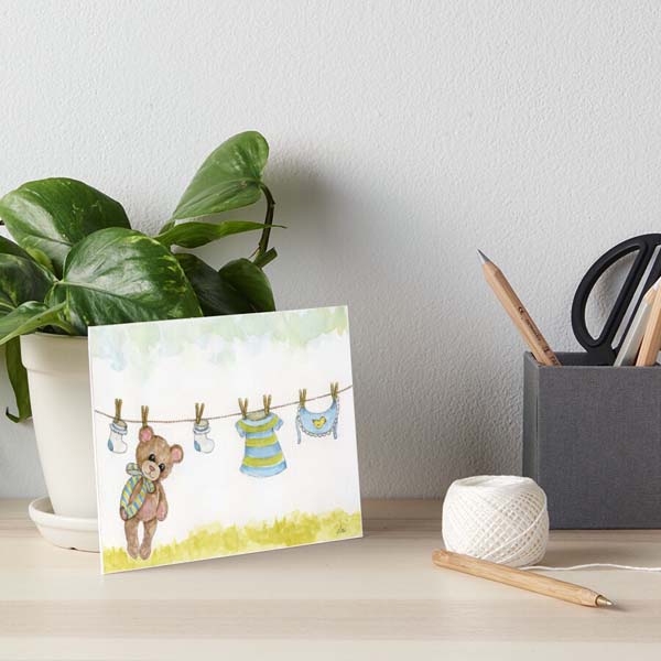 Digitaldruck Baby Bär Kinderzimmer Kunst Nr.1 Aquarell Malerei Sofort-Download