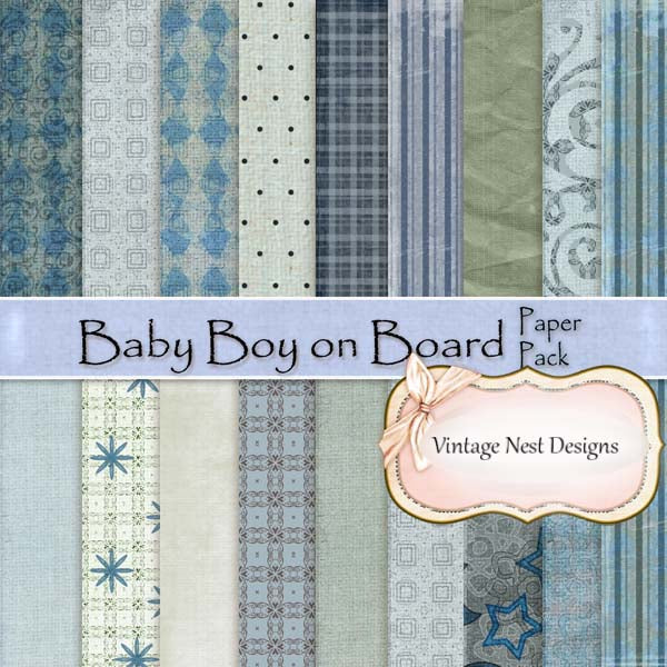 Digital Scrapbooking Baby Boy on Board Kit Instant Download