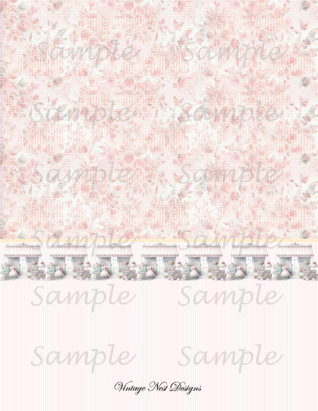 Digital Scrapbooking Baby Doll Wallpaper No.1 Illustration Instant Download