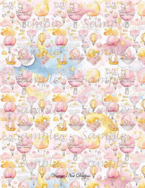 Digital Scrapbooking Baby Doll Wallpaper No.1 Illustration Instant Download
