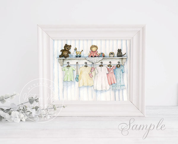 Digital Print Baby Time No.1 Watercolor Painting Instant Download
