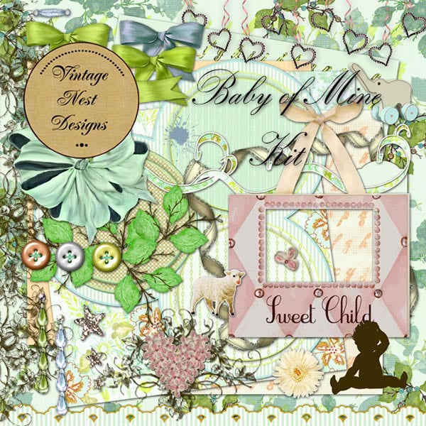 Digital Scrapbooking Baby Girl of Mine Scrapbooking Kit Instant Download