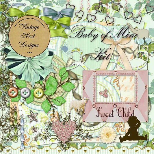Digital Scrapbooking Baby Girl of Mine Scrapbooking Kit Instant Download