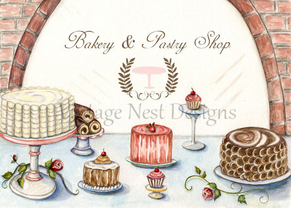 Bäckerei Konditorei Logo Nr. 1 Digitaldruck Aquarellmalerei