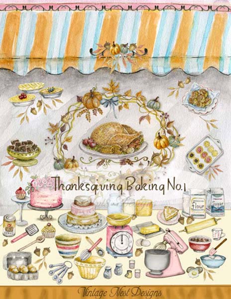 Digital Prints Baking Goods No.1 Watercolor Painting Instant Download