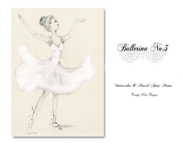 Digital Print Ballerina No.3 Pencil Drawing Instant Download