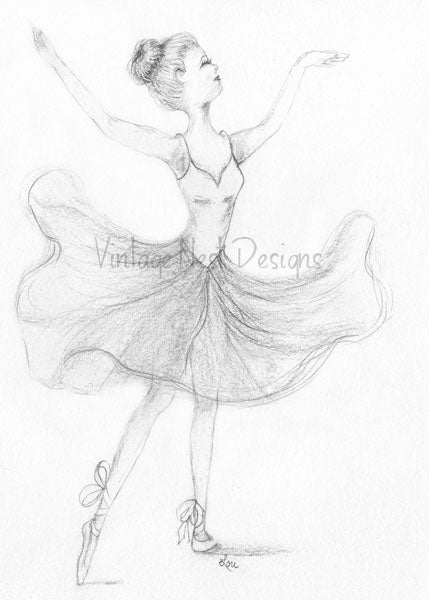 Bleistiftzeichnung Ballerina Nr. 2 Digitaldruck