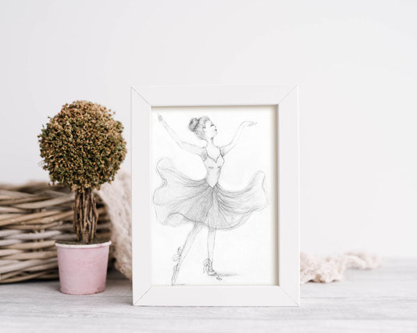 Digital Print Ballerina No.2 Pencil Drawing Instant Download