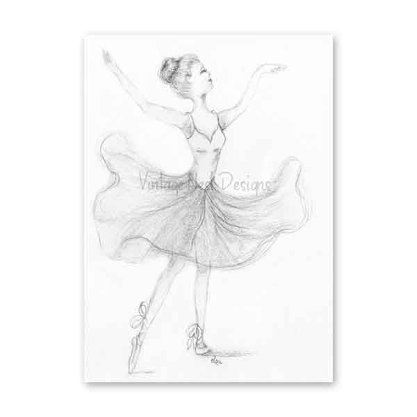 Digital Print Ballerina No.2 Pencil Drawing Instant Download