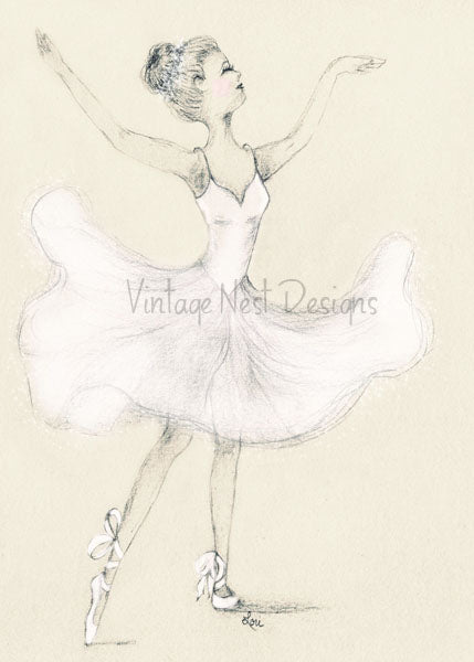 Digital Print Ballerina No.3 Pencil Drawing Instant Download