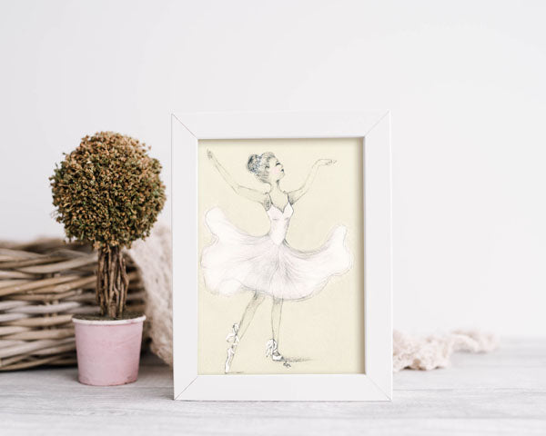 Digital Print Ballerina No.3 Pencil Drawing Instant Download