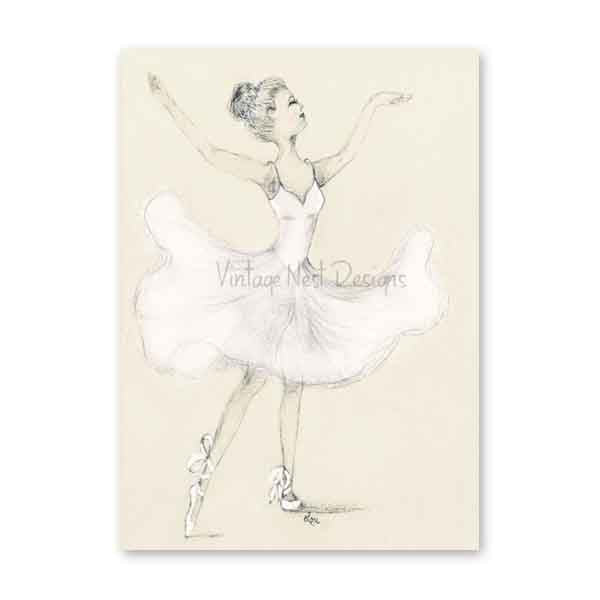 Digital Print Ballerina No.3 Pencil Drawing Instant Download