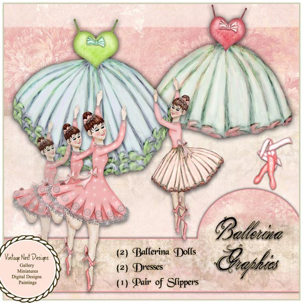 Digital Prints Ballerina Graphics No.1 Illustrations Instant Download