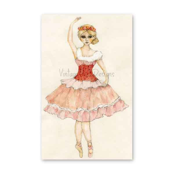 Digital Print Ballerina No.5 Watercolor Painting Instant Download