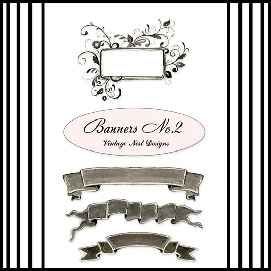 Fioritures de bannière de scrapbooking numérique n°2 Téléchargement instantané