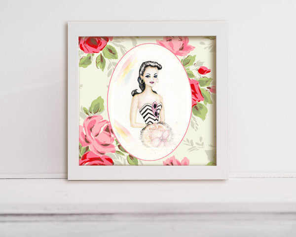 Digital Print Barbie No.2-2 Watercolor Painting Instant Download