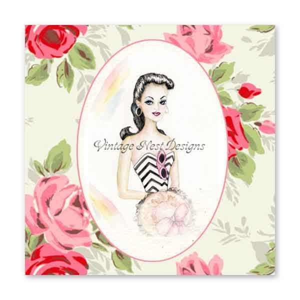 Digital Print Barbie No.2-2 Watercolor Painting Instant Download