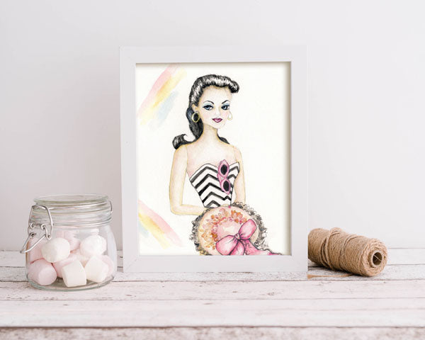 Digital Prints Barbie Doll No.2 Watercolor Painting Instant Download