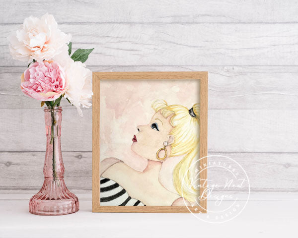 Barbie Nr. 10 Digitaldruck Aquarellmalerei