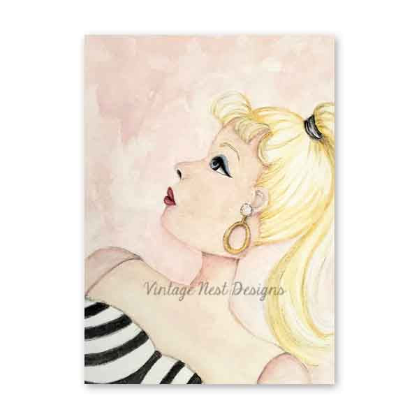 Barbie Nr. 10 Digitaldruck Aquarellmalerei