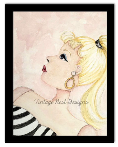Barbie Nr. 10 Digitaldruck Aquarellmalerei