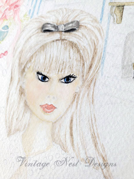 Digital Print Christmas Barbie No.11 Watercolor Painting Instant Download