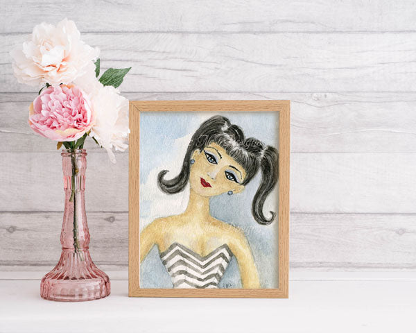 Peinture à l'aquarelle numérique ACEO Barbie n°6