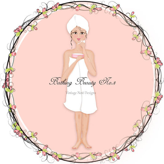 Digital Print Bathing Beauty No.3 Illustration Instant Download